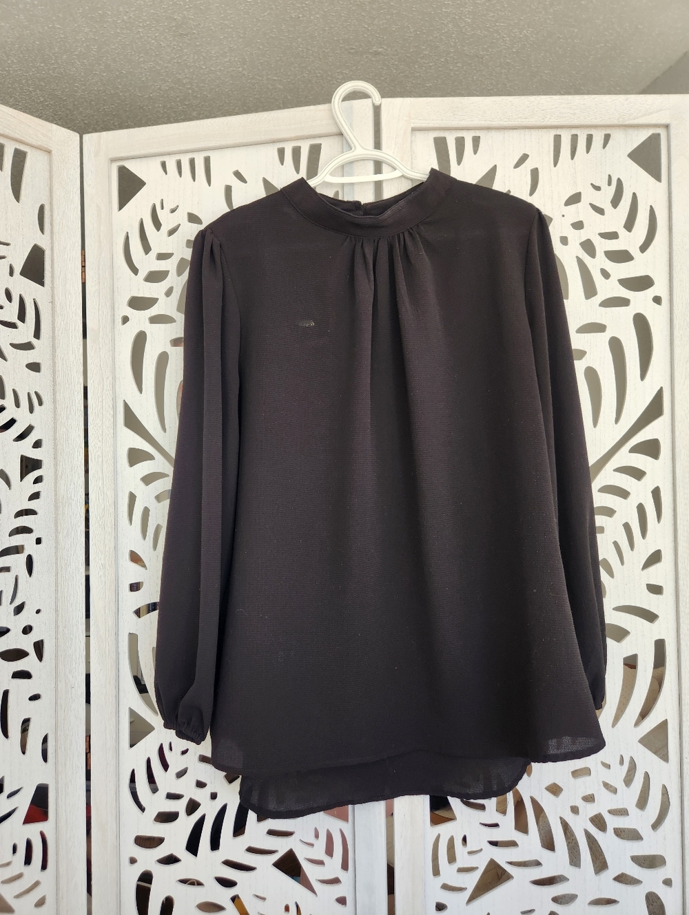 le chateau Long Sleeve Mock Neck Blouse (slightly sheer)